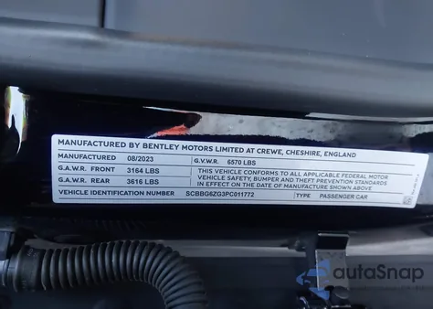 2023 Bentley Flying Spur Azure/Mulliner V8/S z USA, uszkodzony, nr VIN SCBBG6ZG3PC011772